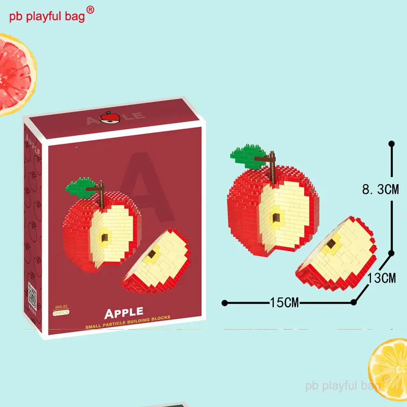 PB Playful Bag Fruit building block series Apples and oranges Micro particle assembly decoration Children's Toys gift UG270