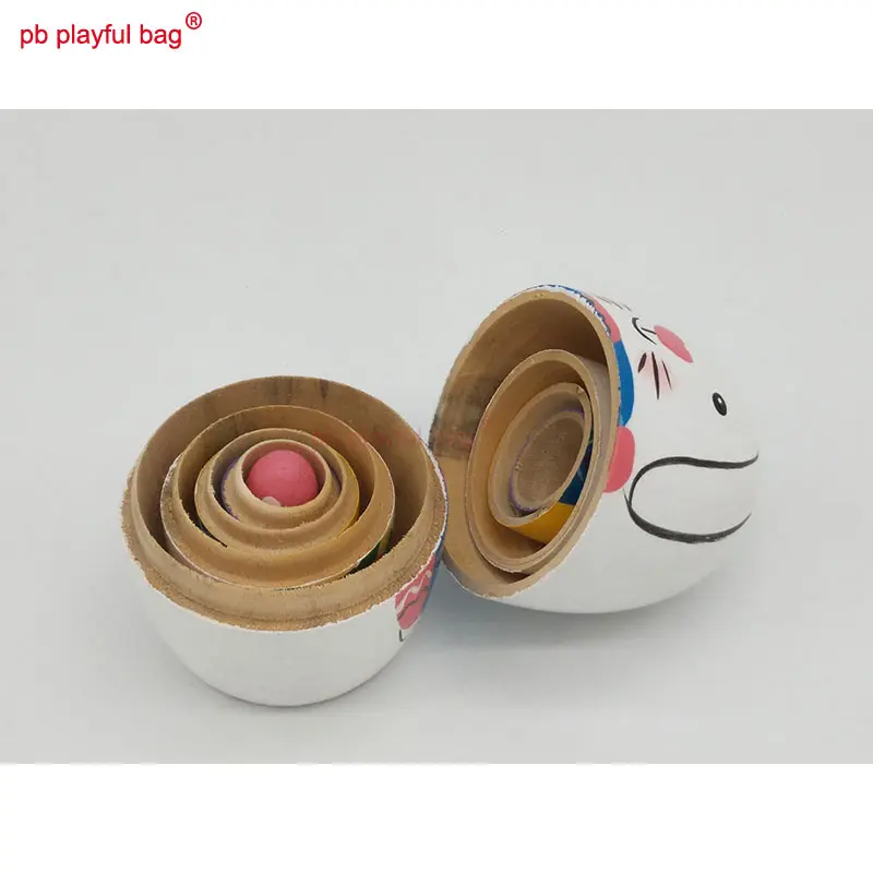 Five Layer Egg Shaped Rabbit Animal Russian Dolls Wooden Toy Set Crafts Decorations Kids Gift Russian Nesting Doll HG55