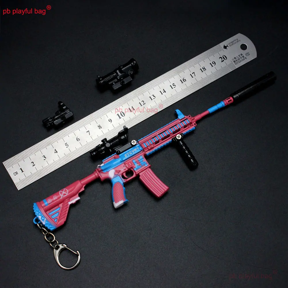 24cm Pink Summon M416 Alloy Gun Model Rifle Keychain Game Metal Pendant Action Figures Decoration Collect Kids Toy Gift ZG125
