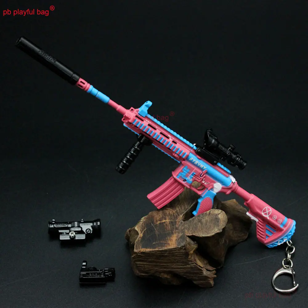 24cm Pink Summon M416 Alloy Gun Model Rifle Keychain Game Metal Pendant Action Figures Decoration Collect Kids Toy Gift ZG125