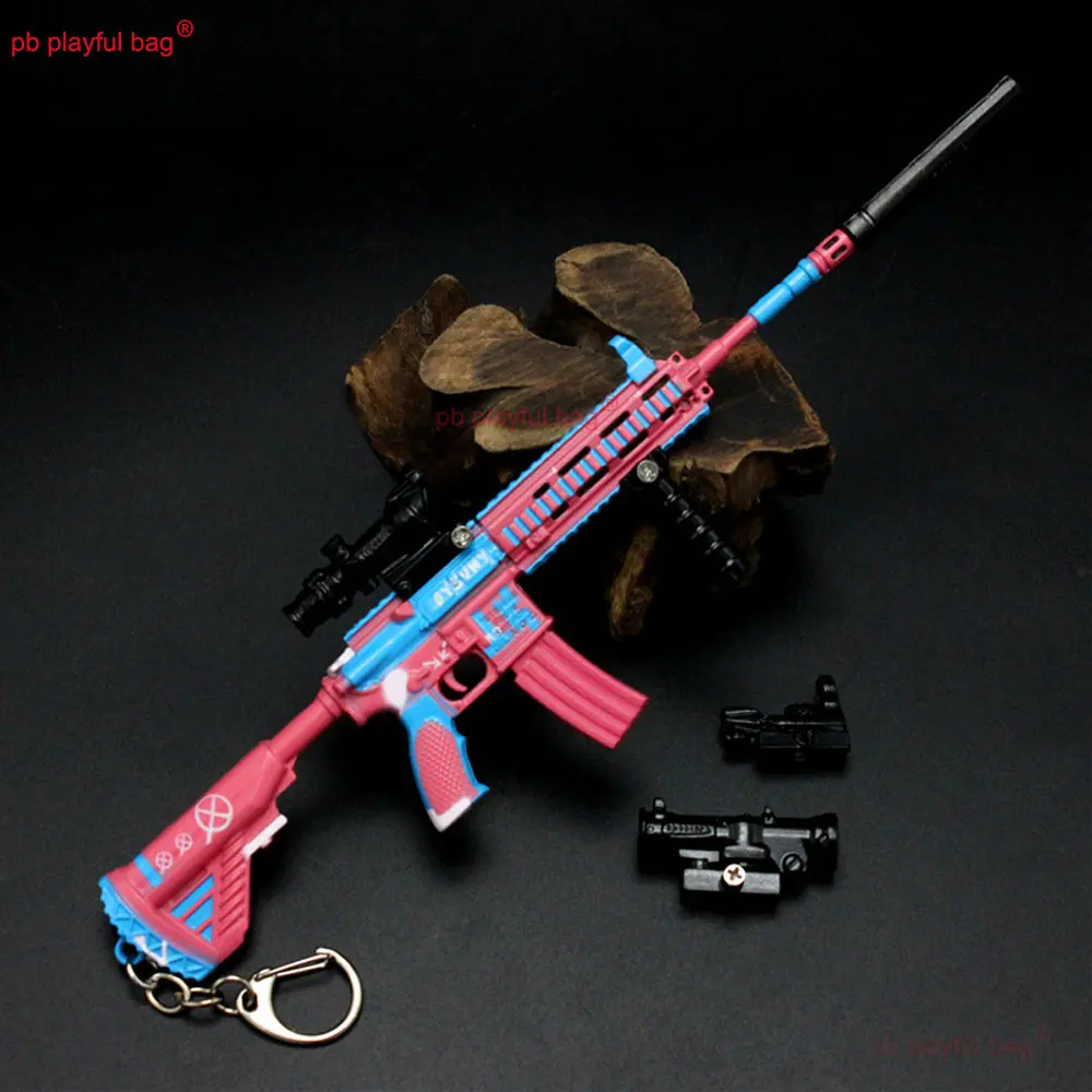 24cm Pink Summon M416 Alloy Gun Model Rifle Keychain Game Metal Pendant Action Figures Decoration Collect Kids Toy Gift ZG125