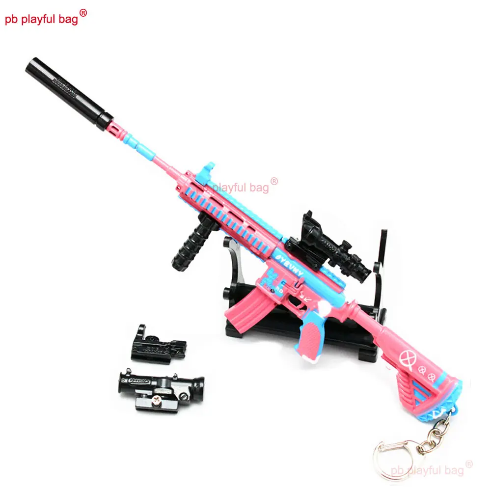 24cm Pink Summon M416 Alloy Gun Model Rifle Keychain Game Metal Pendant Action Figures Decoration Collect Kids Toy Gift ZG125