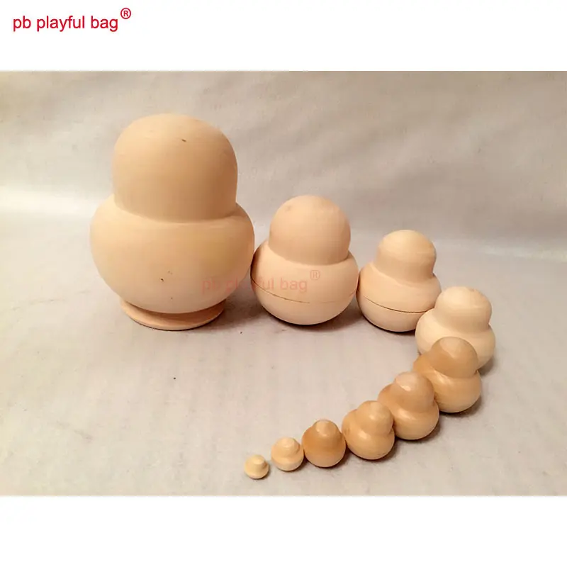 Ten Layers DIY Plain Embryo White Embryo Russian Dolls Graffiti Toy Set Wooden Self Painted Design Kids Christmas Gifts HG97