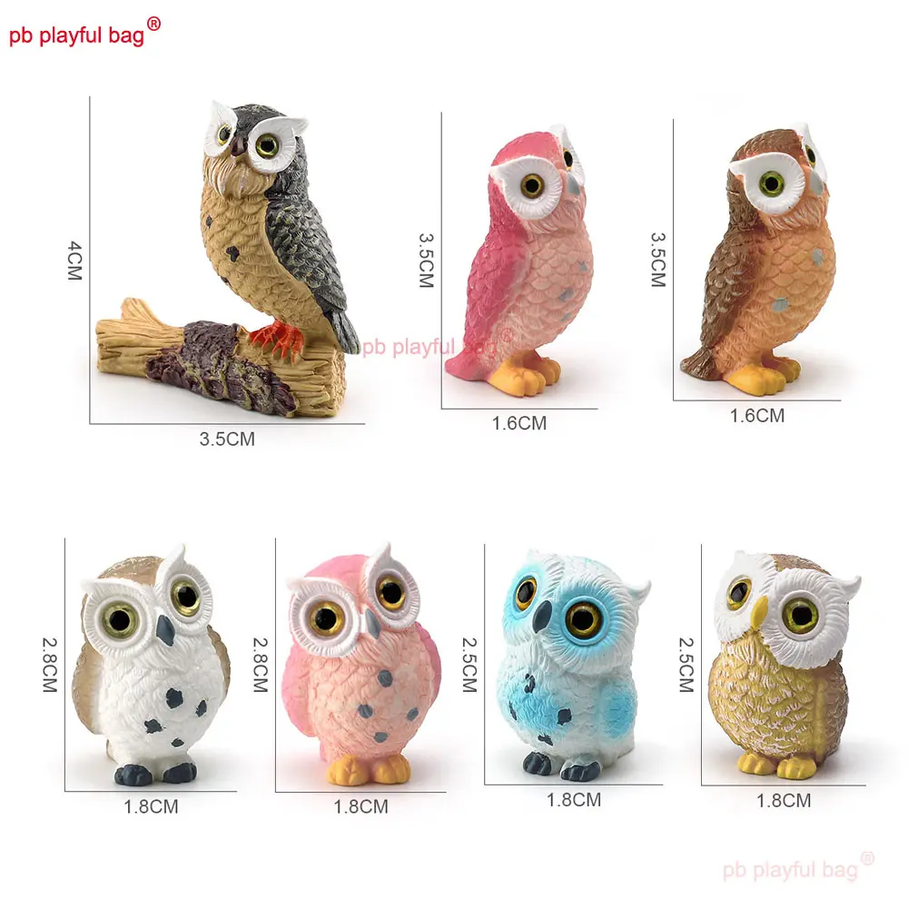Fun Cartoon Mini Simulation Birds Action Figure Owl Resin Model Decorative Ornaments Children's Toys Christmas Gifts HG353