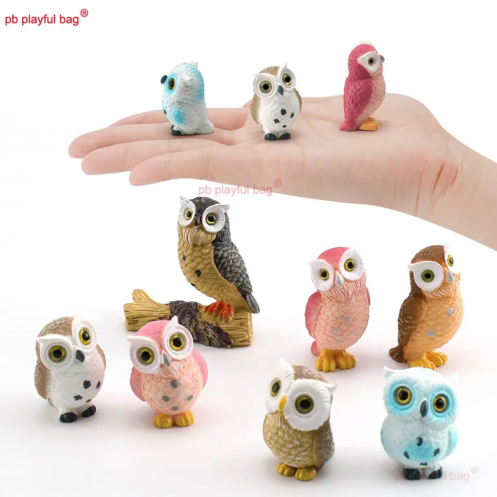 Fun Cartoon Mini Simulation Birds Action Figure Owl Resin Model Decorative Ornaments Children's Toys Christmas Gifts HG353