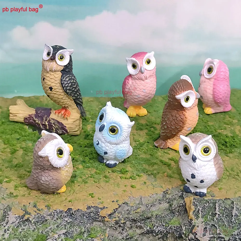 Fun Cartoon Mini Simulation Birds Action Figure Owl Resin Model Decorative Ornaments Children's Toys Christmas Gifts HG353