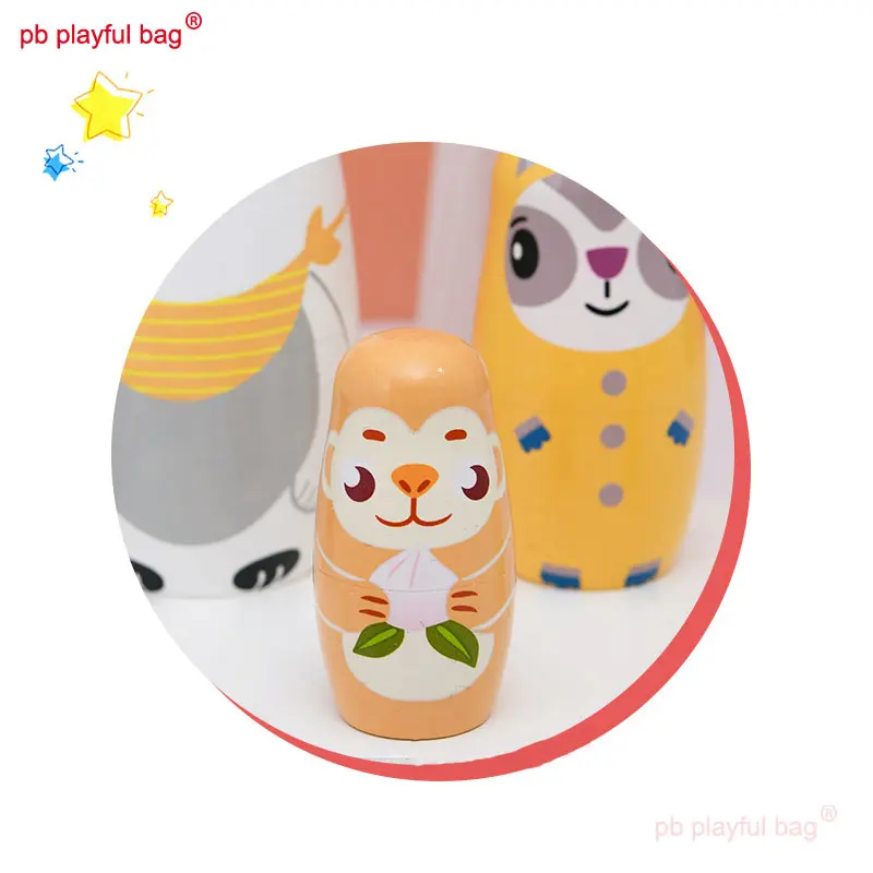 Russian Doll Five Layer Panda Animal Wooden Crafts Cartoon Toys Decorate Nesting Doll Creative Lovely Kids Christmas Gifts HG204