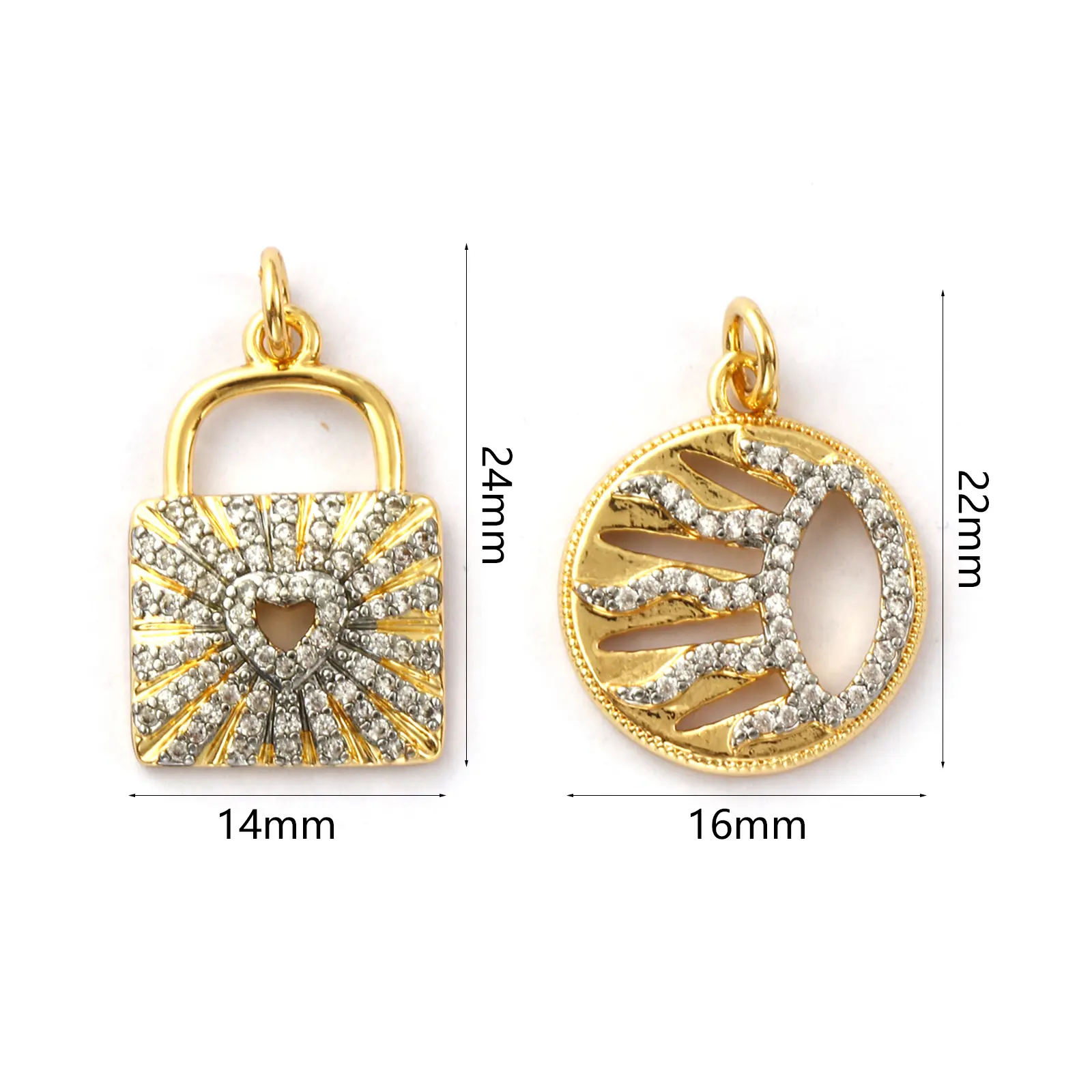 1 Piece Brass Galaxy Pendants 18K Gold Plated Clear Cubic Zirconia Hollow Sun Charms For DIY Necklace Jewelry Making Findings
