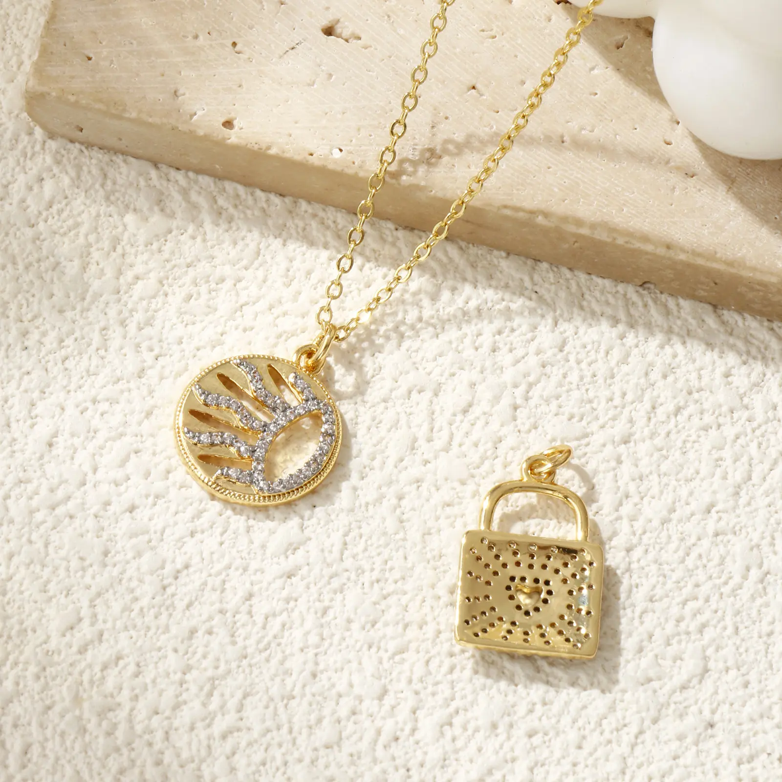 1 Piece Brass Galaxy Pendants 18K Gold Plated Clear Cubic Zirconia Hollow Sun Charms For DIY Necklace Jewelry Making Findings