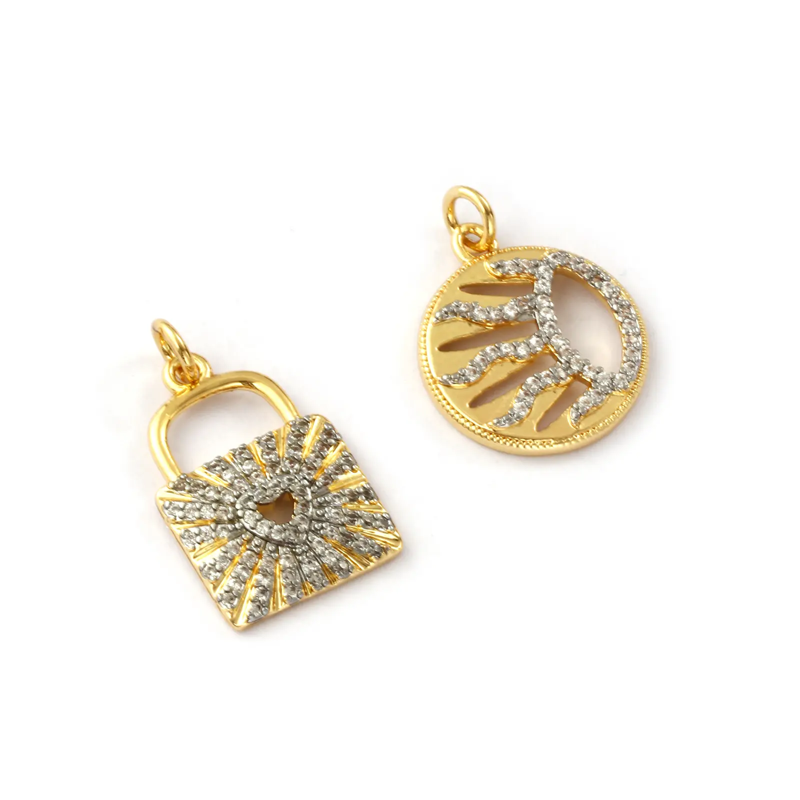 1 Piece Brass Galaxy Pendants 18K Gold Plated Clear Cubic Zirconia Hollow Sun Charms For DIY Necklace Jewelry Making Findings