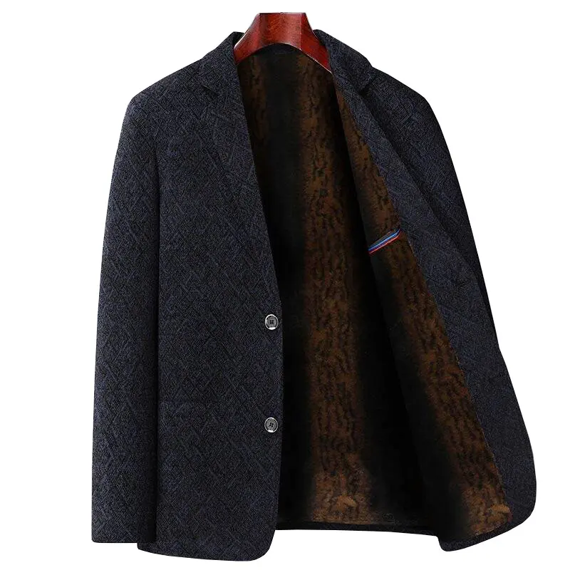 New Autumn Winter Men Fleece Warm Blazers Suits Jackets Superior Quality Male Slim Fit Suits Coats Blazers Men's Clothing Size 4