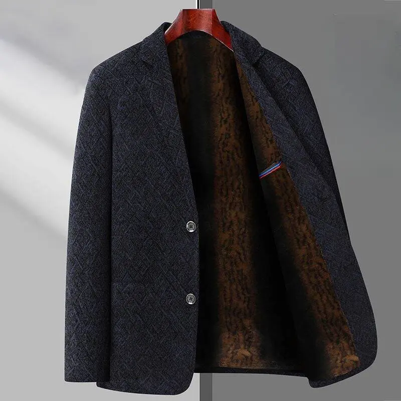 New Autumn Winter Men Fleece Warm Blazers Suits Jackets Superior Quality Male Slim Fit Suits Coats Blazers Men's Clothing Size 4