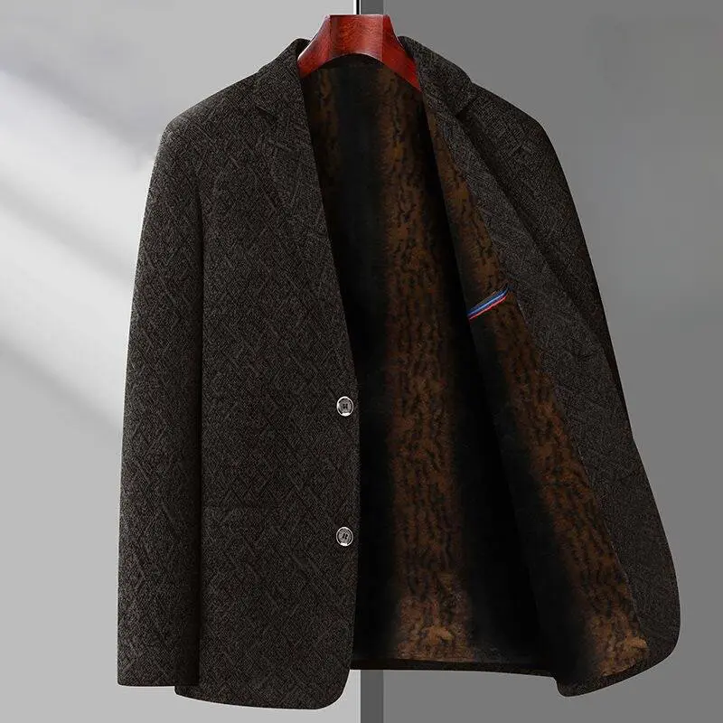New Autumn Winter Men Fleece Warm Blazers Suits Jackets Superior Quality Male Slim Fit Suits Coats Blazers Men's Clothing Size 4