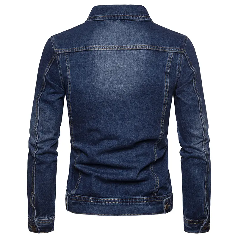 Men Denim Jackets Casual Solid Color Lapel Single Breasted Blue Jeans Jacket Men Spring Autumn Slim Fit Cotton Outwear Jackets