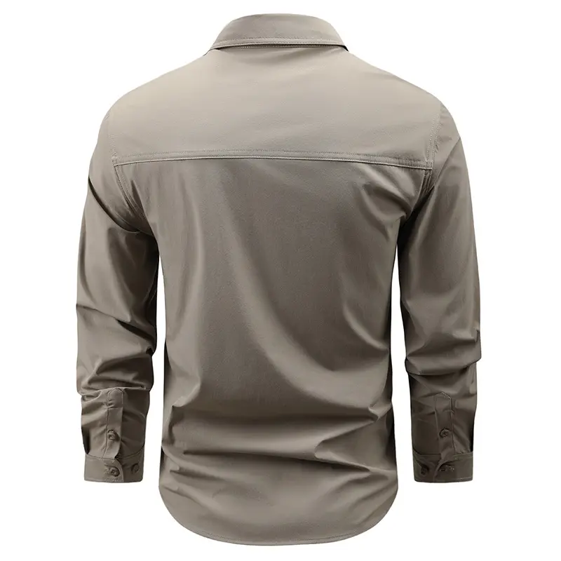 Men Outdoor Elastic Quick Drying Cargo Shirts Multi Pockets Tooling Shirts New Spring Male Breathable and Comfortable Shirts 4XL