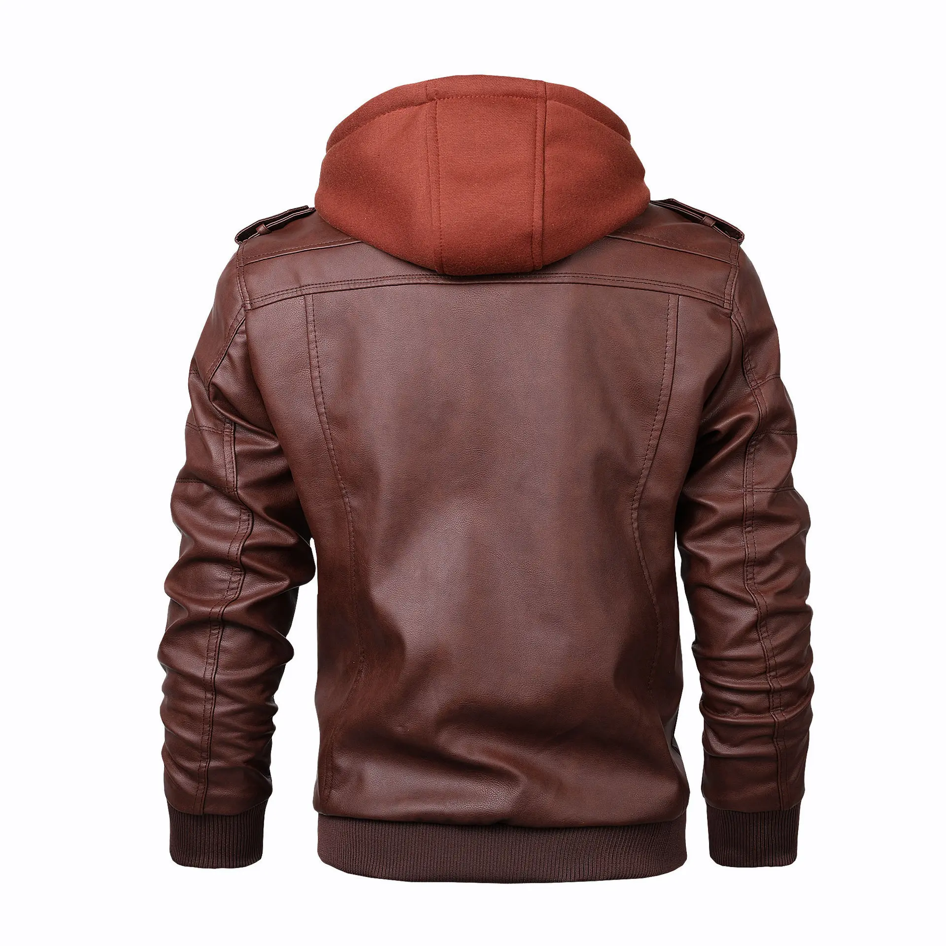 Men Hooded Leather Jackets Camouflage Casual Leather Coats New Male Street Wear Motorcycle Leather Jackets Hat Detachable 4XL