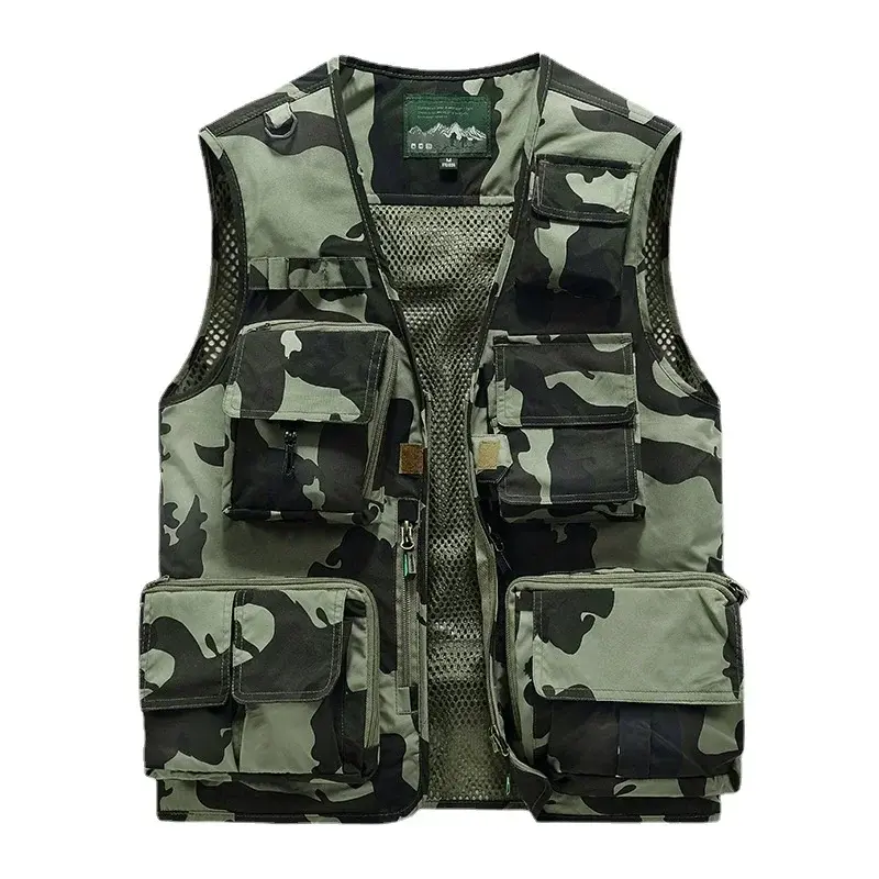 Men Outdoor Waistcoats Climbing Vests Jackets Multi-pocket Fishing Photography  Vests Men Mesh Breathable Vests Coats Size 6XL