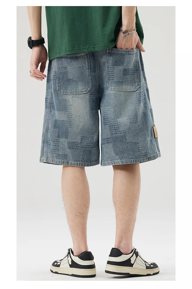 New Summer Men Thin Denim Shorts Jeans Good Quality Male Cotton Straight Loose Shorts Fashion Light Blue Knee Length Jeans 4XL