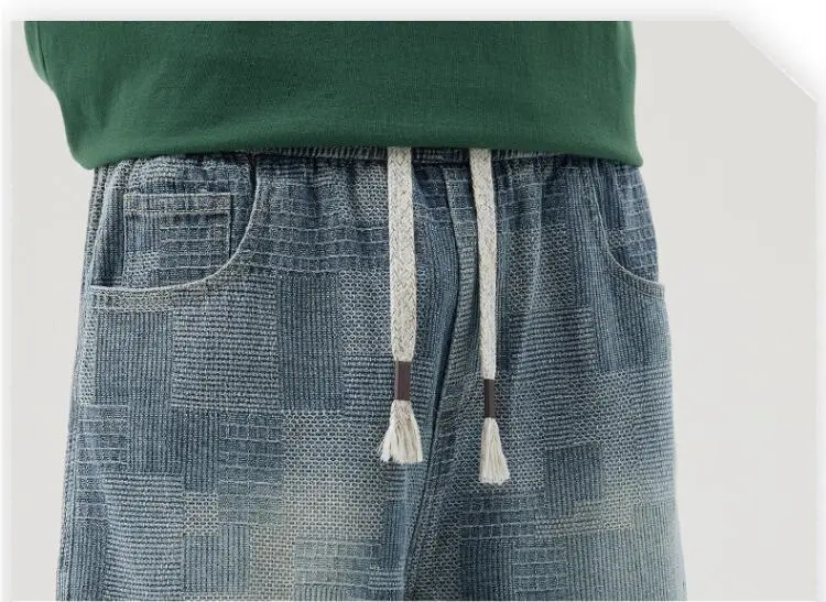 New Summer Men Thin Denim Shorts Jeans Good Quality Male Cotton Straight Loose Shorts Fashion Light Blue Knee Length Jeans 4XL