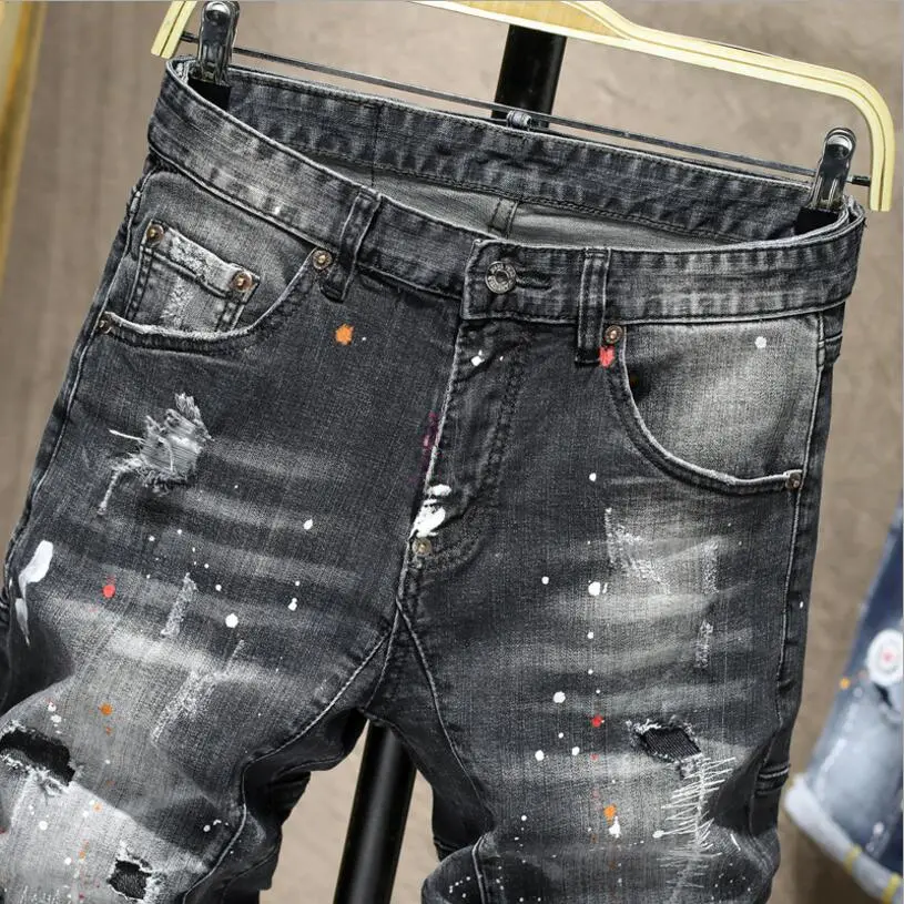 Men Summer Black Denim Shorts Holes Short Jeans Good Quality Men Fit Casual Jeans Shorts New Fashion Male High Streetwear Jeans