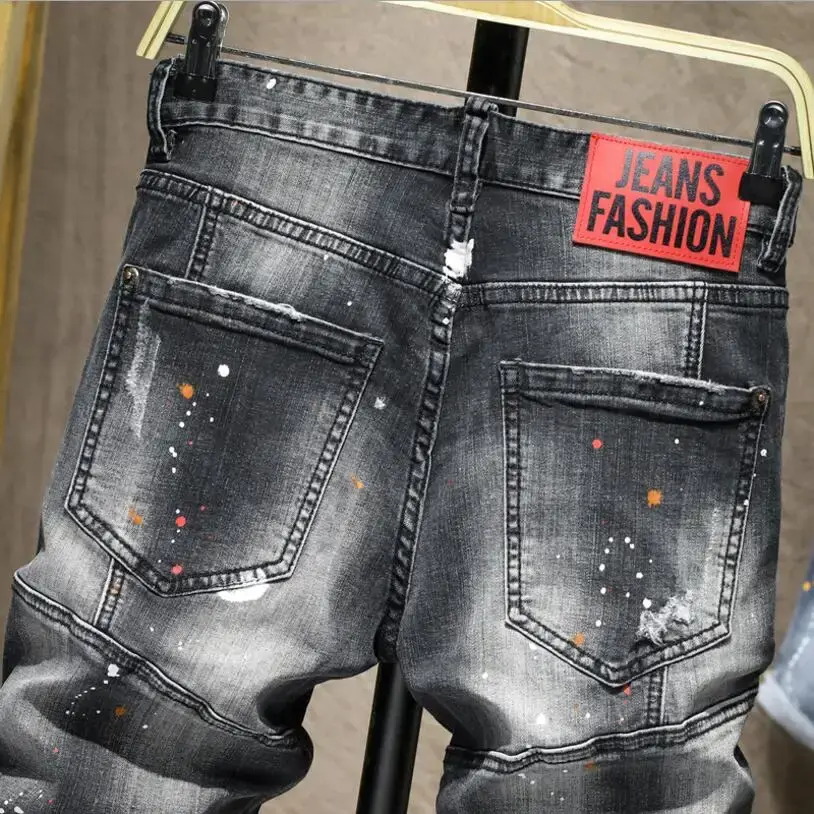 Men Summer Black Denim Shorts Holes Short Jeans Good Quality Men Fit Casual Jeans Shorts New Fashion Male High Streetwear Jeans