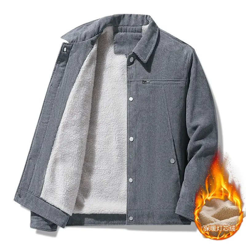 New Men Fleece Warm Corduroy Jackets Parkas Winter Coats Male Outwear Casual Winter Coats Good Quality Men Casual Jackets Size 5