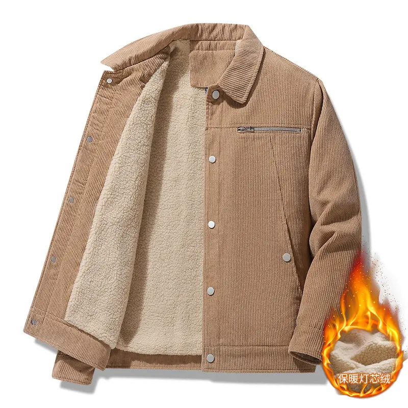 New Men Fleece Warm Corduroy Jackets Parkas Winter Coats Male Outwear Casual Winter Coats Good Quality Men Casual Jackets Size 5