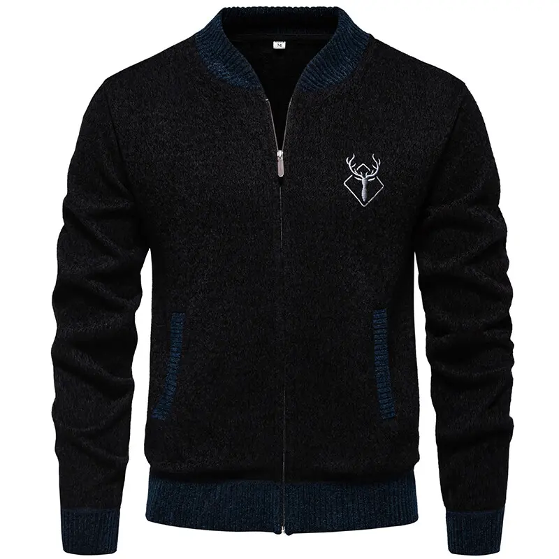 Men Casual Cardigans Sweaters Winter Sweatercoats Jackets Quality Men Fleece Thicker Warm Stand-up collar Fit Cardigans Coats 3X
