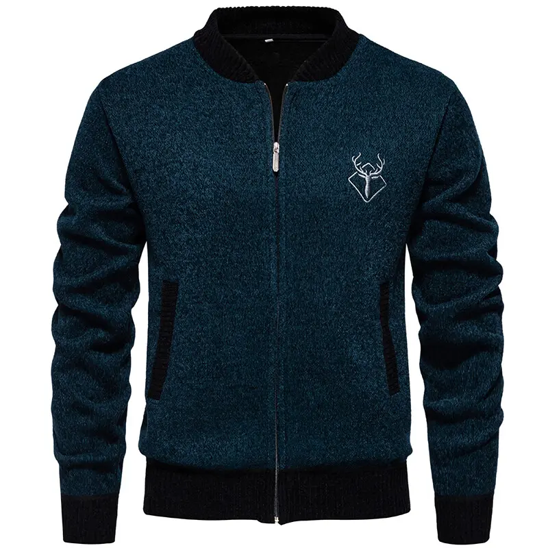 Men Casual Cardigans Sweaters Winter Sweatercoats Jackets Quality Men Fleece Thicker Warm Stand-up collar Fit Cardigans Coats 3X