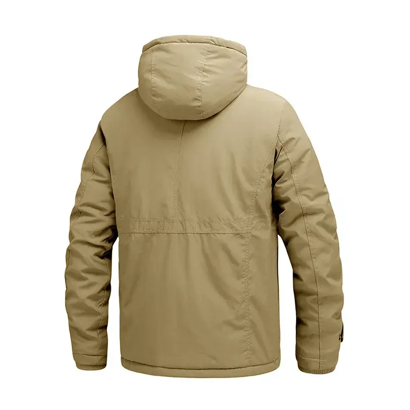 Men Multi pocket Long Winter Jackets Hooded Warm Parkas Fleece Down Jackets New Fashion Male Outdoor Tooling Casual Jackets 6XL