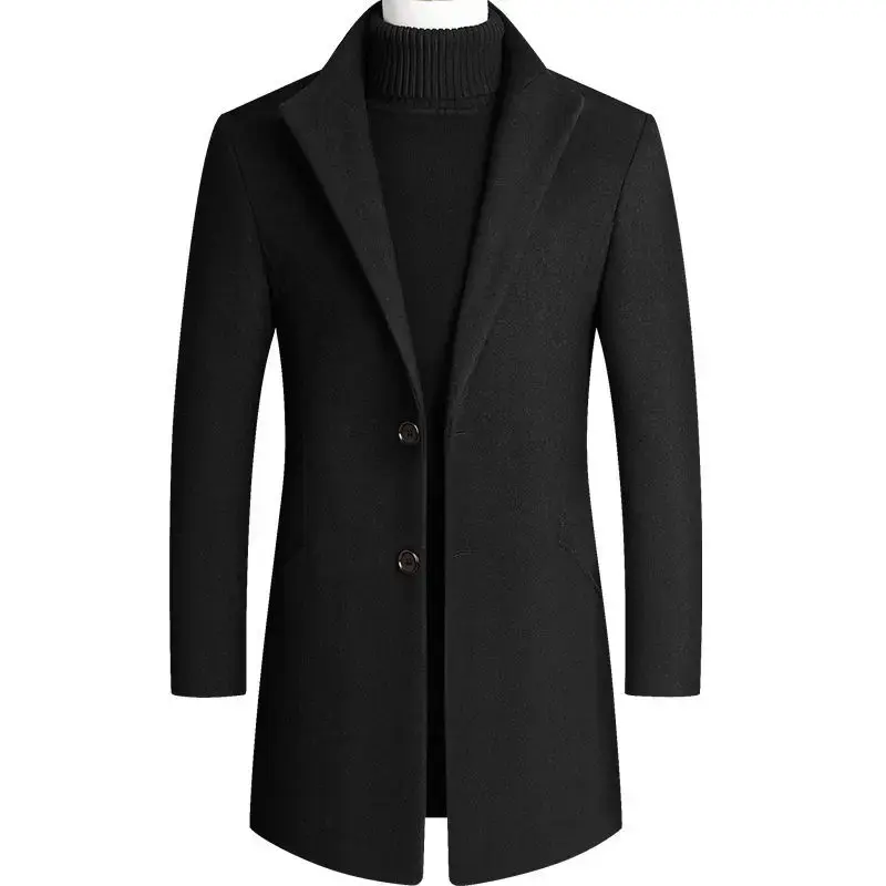New Winter Men Cashmere Trench Coats Wool Blends Long Jackets  Autumn Warm Coats Male Business Casual Trench Coats Size 4XL