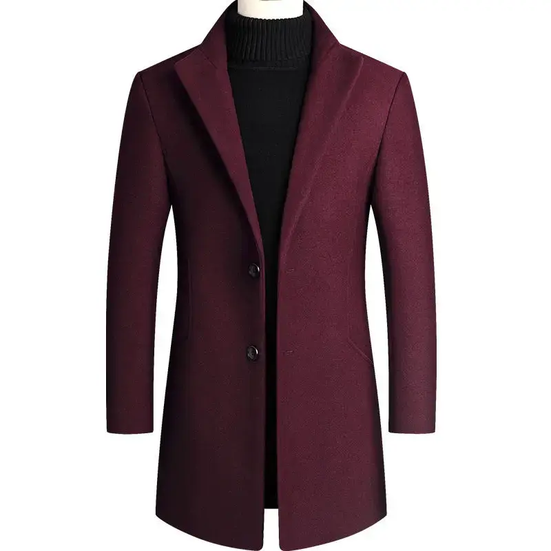 New Winter Men Cashmere Trench Coats Wool Blends Long Jackets  Autumn Warm Coats Male Business Casual Trench Coats Size 4XL