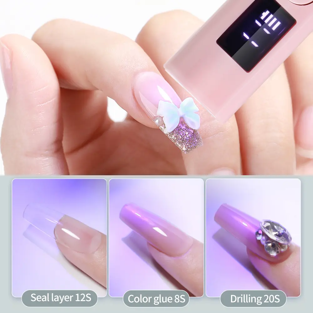 LINMANDA Handheld Gel Nails Light USB Rechargeable Small Digital Display Portable Nail Dryer Lamp for Nail Polish Curing