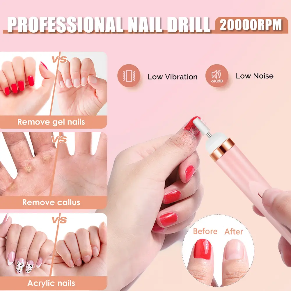 LINMANDA Cordless Electric Nail Drill Kit Manicure Pedicure Polishing Shape Electric Rechargeable Tools for Home Salon Use