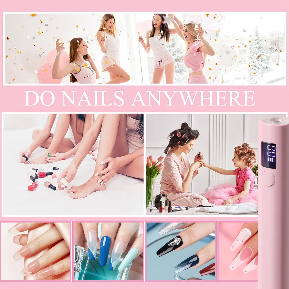 LINMANDA Handheld Gel Nails Light USB Rechargeable Small Digital Display Portable Nail Dryer Lamp for Nail Polish Curing