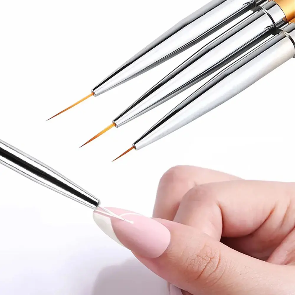 LINMANDA 3 Pcs Nails Art Liner Brushes Nails Painting Brush Nails Art Brushes Nails Art Drawing Pen Manicure Tool For Salons