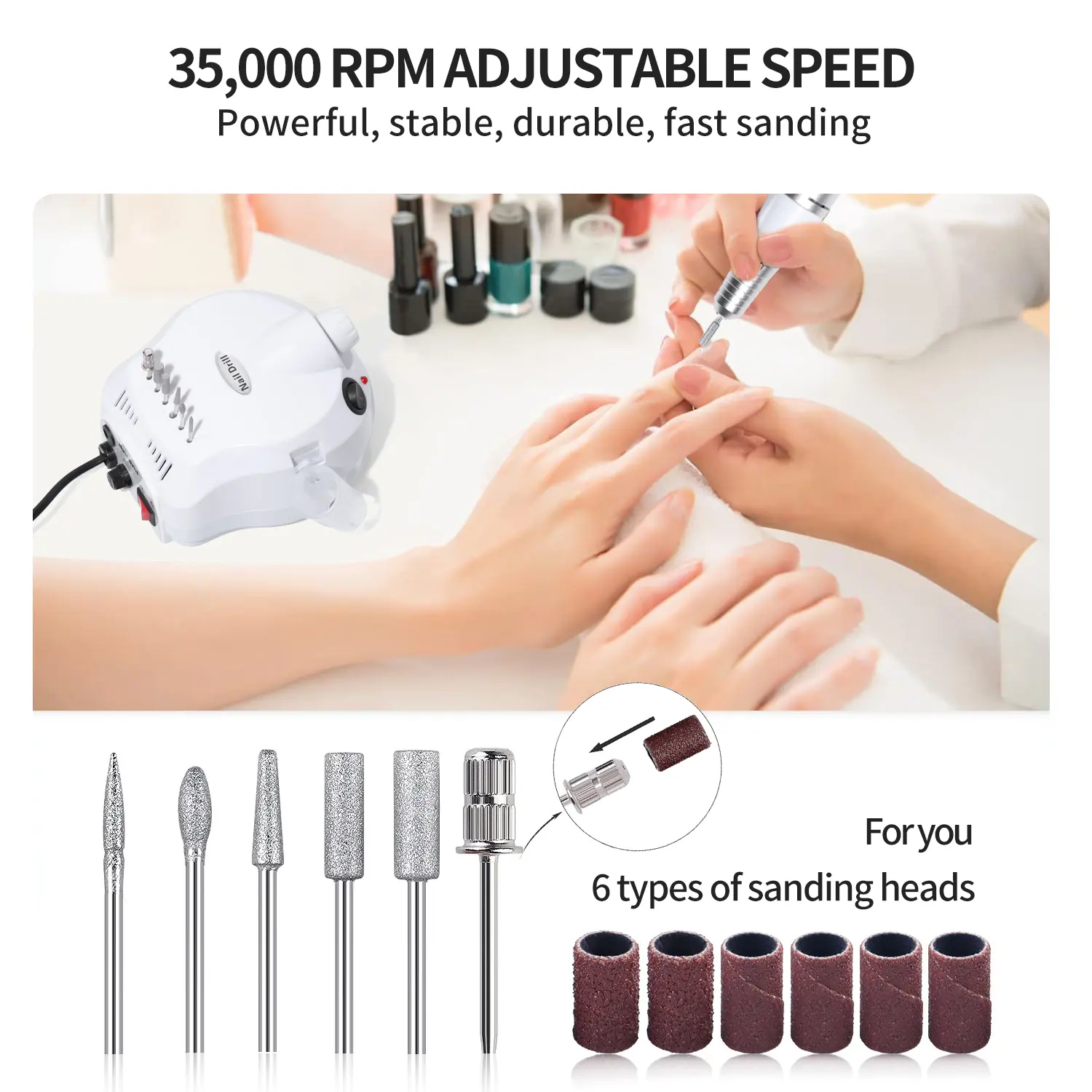 LINMANDA Electric Nail Drill Professional Manicure Machine Nail Sander Nails Drill Bit Portable Nail Salon Polisher Equipment