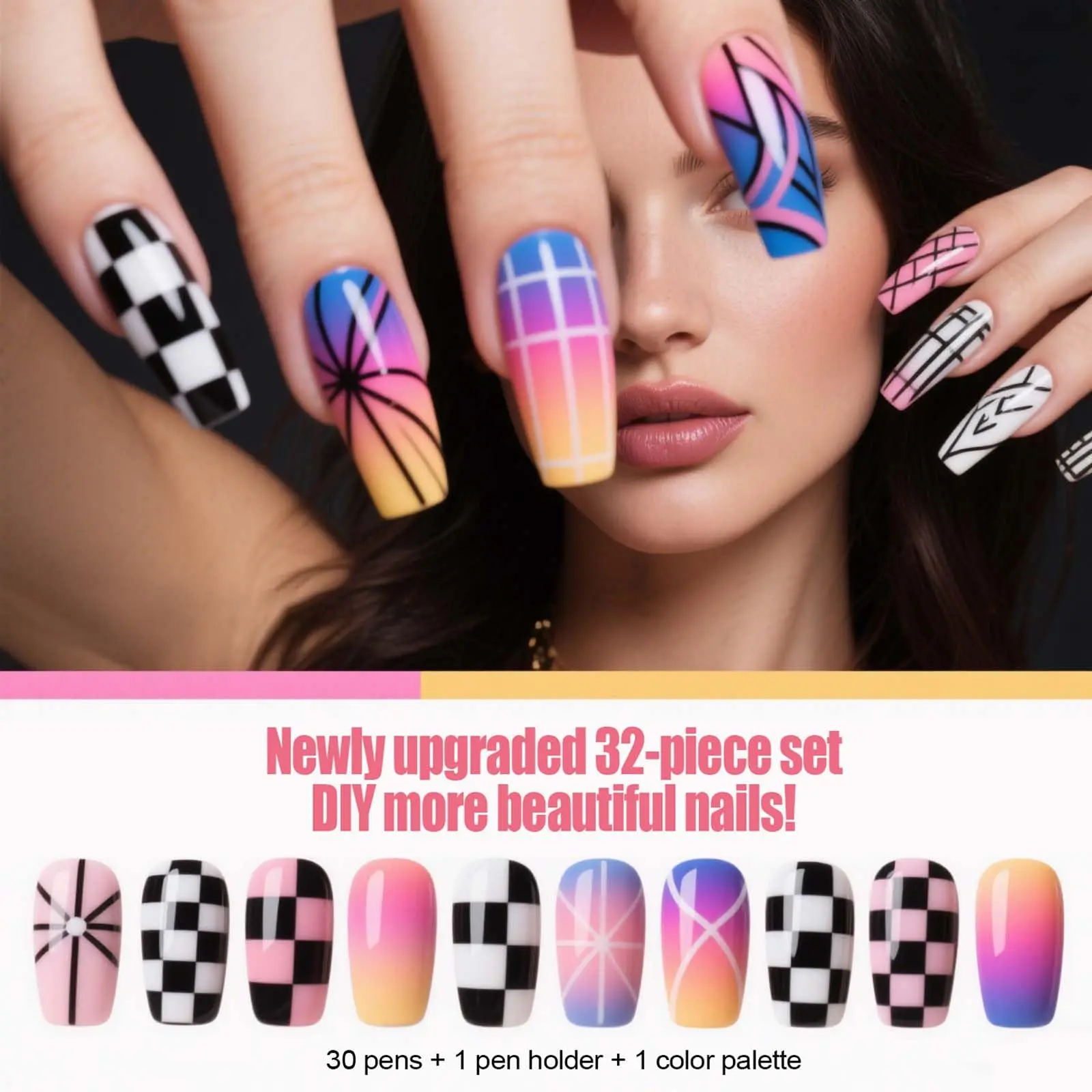 LINMANDA Nail Dotting Tools Double-ended Nail Art Brushes Kit for Nail Drawing And Nail Paint Brushes Small Detail Brushes