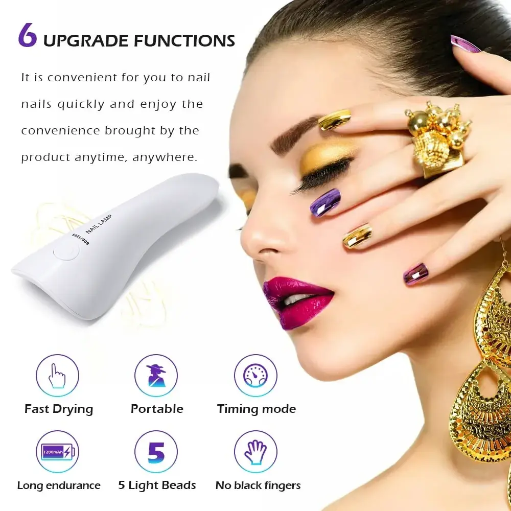LINMANDA Handheld LED Lamp for Nails Drying Lamp Rechargeable Mini Manicure Lamp Nail Dryer For Gel Nails Portability Nail Art