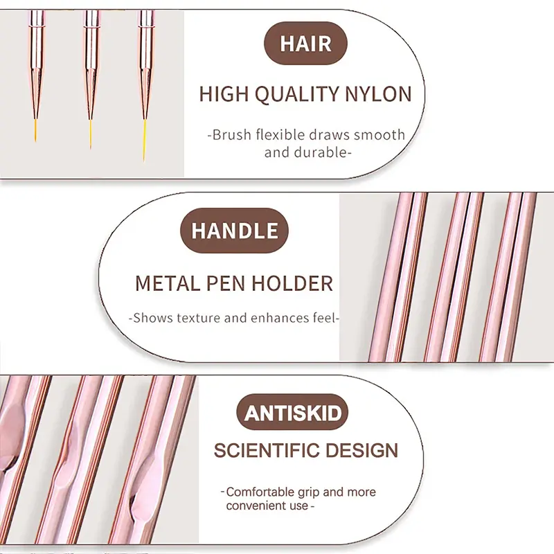 LINMANDA Nail Art Liner Brushes Thin Nail Art Brush Fine Nail Art Striping Brush for Nails Gel Polish Painting Design Brushes