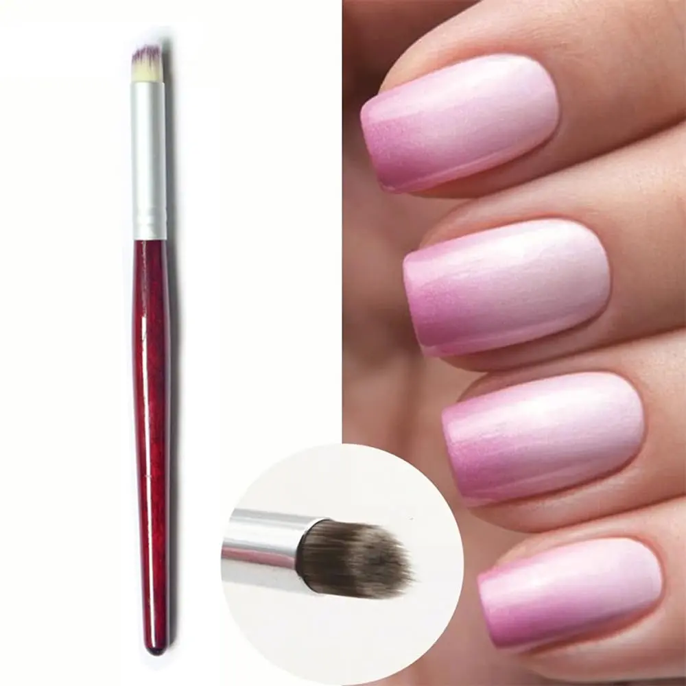 LINMANDA Nail Gradient Brush with Red Wooden Handle Nail Drawing Brush UV Gel Design Builder Painting Pen Ombre Nail Brush