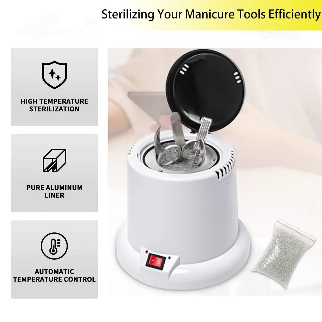 LINMANDA Nail Art Sterilizer High Temperature Sterilizer Nail Tool Cleaning Pot for Nail Art Salon Scissors Cleaning Equipment