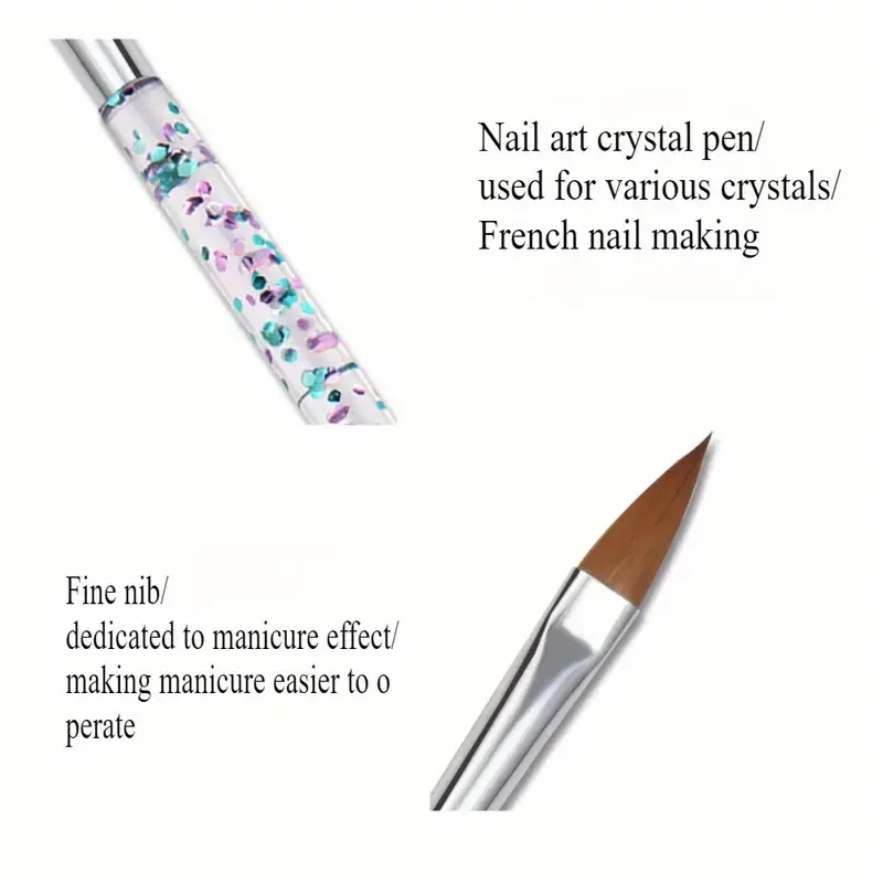 LINMANDA 10 Pcs Nail Art Brush Pens Acrylic UV Gel Glitter Drawing Painting Brushes Crystal Handle Nylon Hair Pens Nails Tools