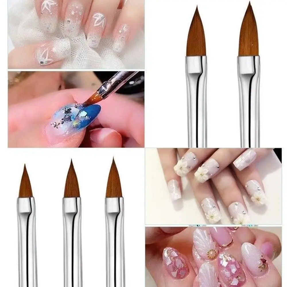 LINMANDA 10 Pcs Nail Art Brush Pens Acrylic UV Gel Glitter Drawing Painting Brushes Crystal Handle Nylon Hair Pens Nails Tools