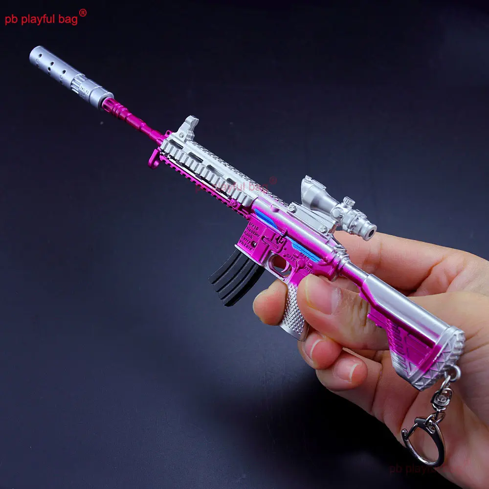 21cm Time Space Roaming M416 Rifle Alloy gun model Keychain Metal Pendant Action Figures Decoration Collect Kids Toy Gift ZG193