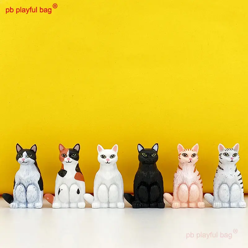 Simulation Cute 6pcs Cat Dolls Squatting and Sitting Animal Model Action Figure Kids Toys Christmas Gifts Cake Decoration ZG104