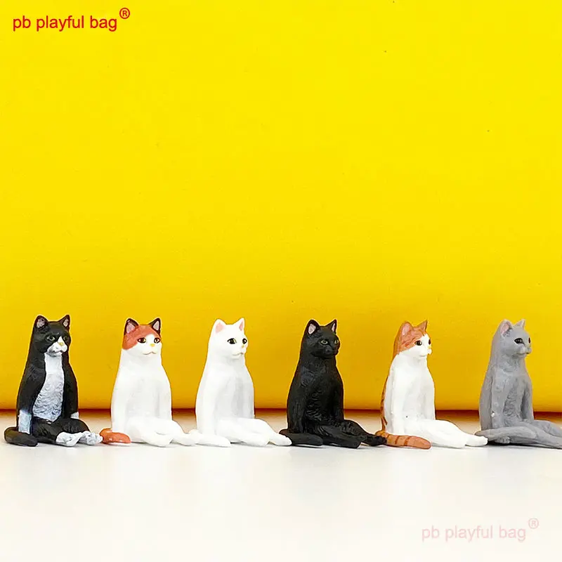Simulation Cute 6pcs Cat Dolls Squatting and Sitting Animal Model Action Figure Kids Toys Christmas Gifts Cake Decoration ZG104