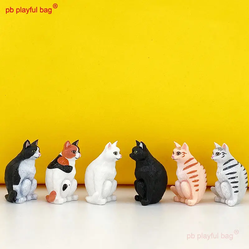 Simulation Cute 6pcs Cat Dolls Squatting and Sitting Animal Model Action Figure Kids Toys Christmas Gifts Cake Decoration ZG104