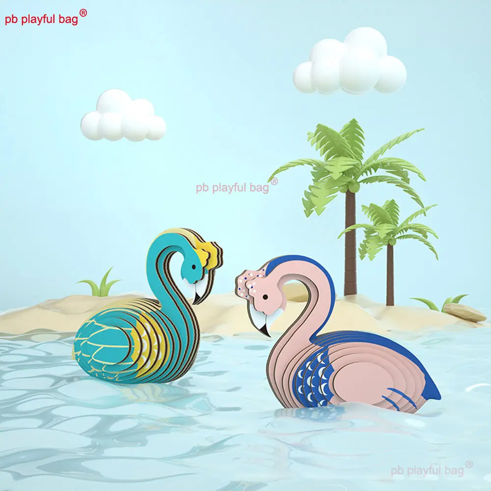 Animal 3D Paper Puzzle Kids Educational Toys Parrot Swan Theme Funny DIY Manual Assembly 3D Model Toy Christmas Gift UG375