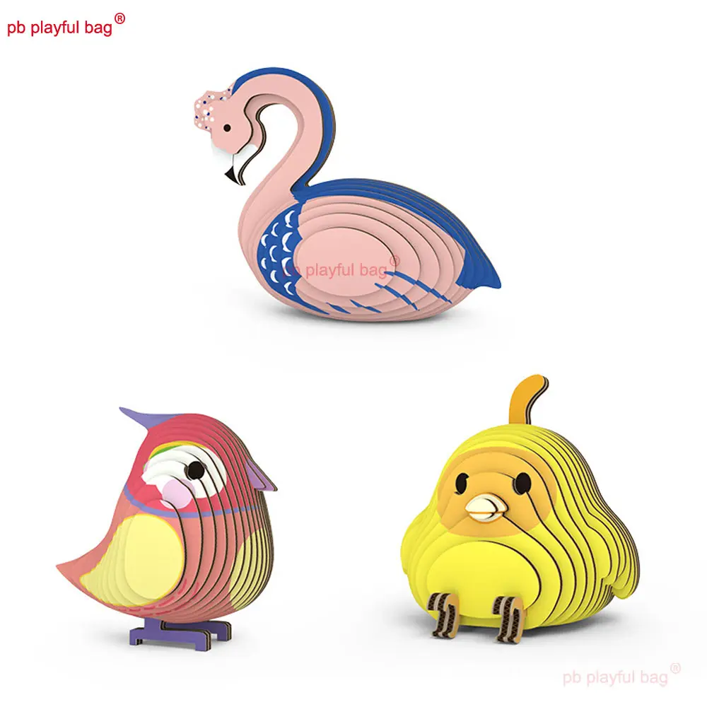 Animal 3D Paper Puzzle Kids Educational Toys Parrot Swan Theme Funny DIY Manual Assembly 3D Model Toy Christmas Gift UG375